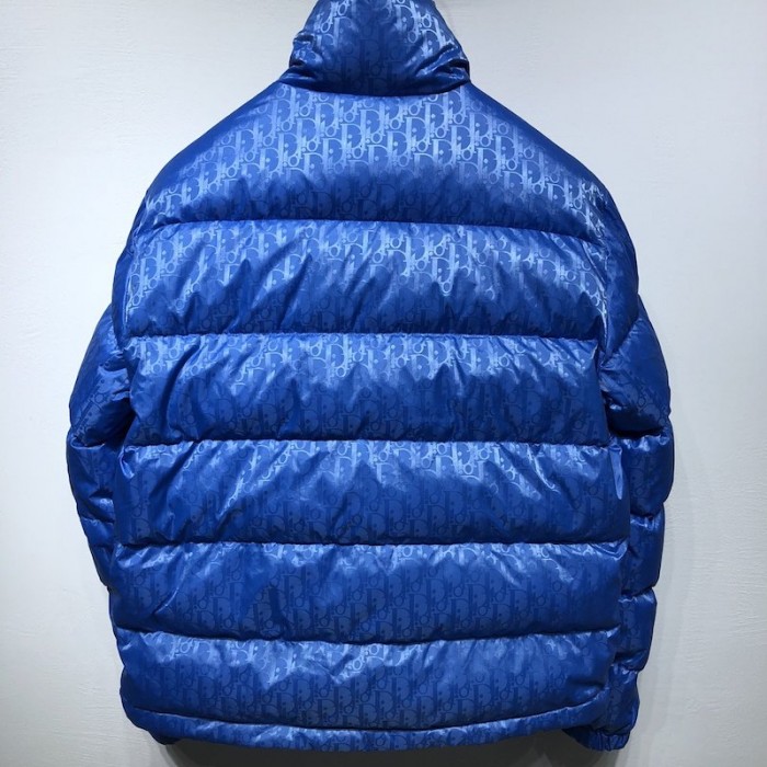 D*or oblique down jacket blue jacquard
