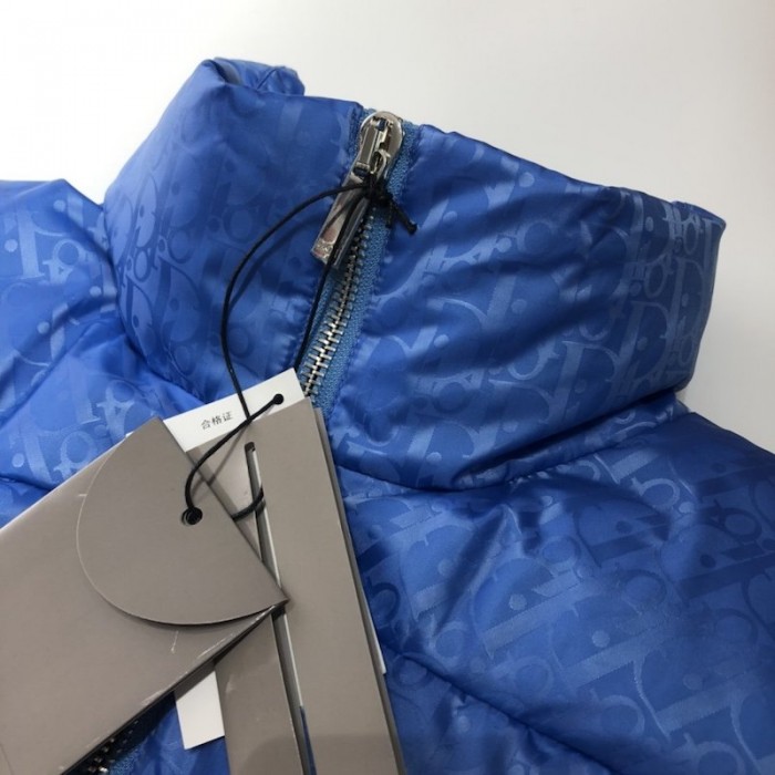 D*or oblique down jacket blue jacquard