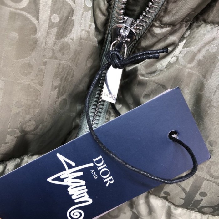 D*or oblique down jacket khaki jacquard