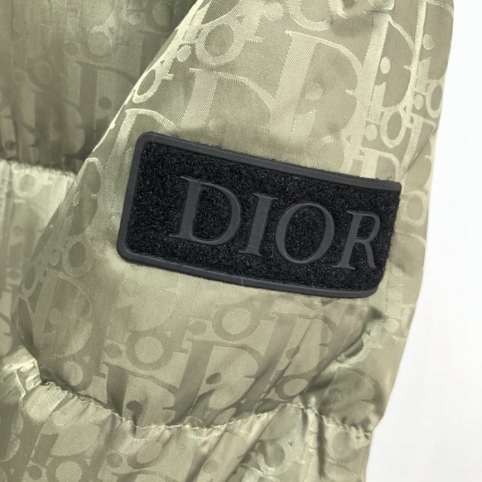 D*or oblique down jacket khaki jacquard