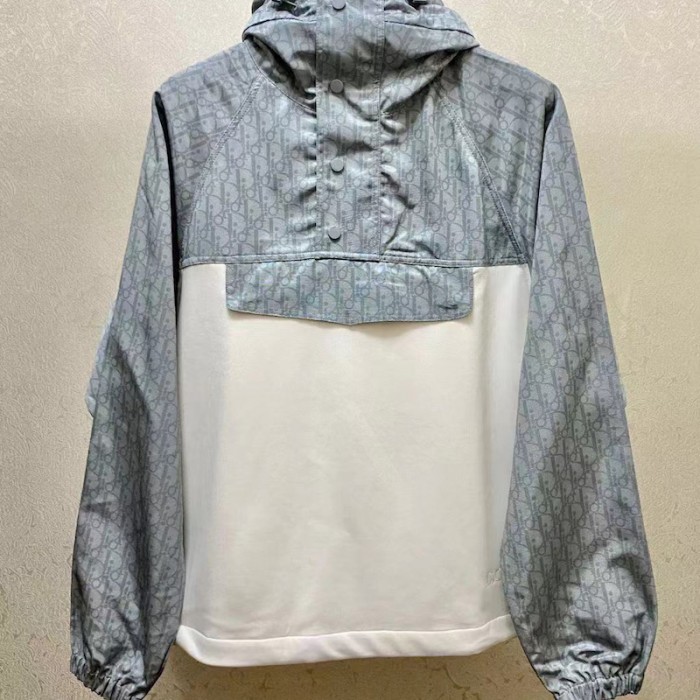 D*or oblique hooded anorak grey and white