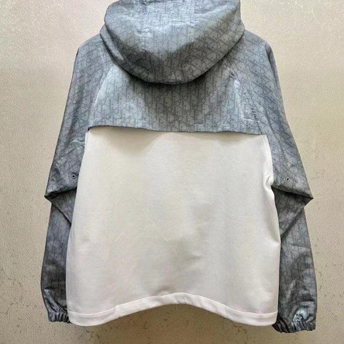 D*or oblique hooded anorak grey and white