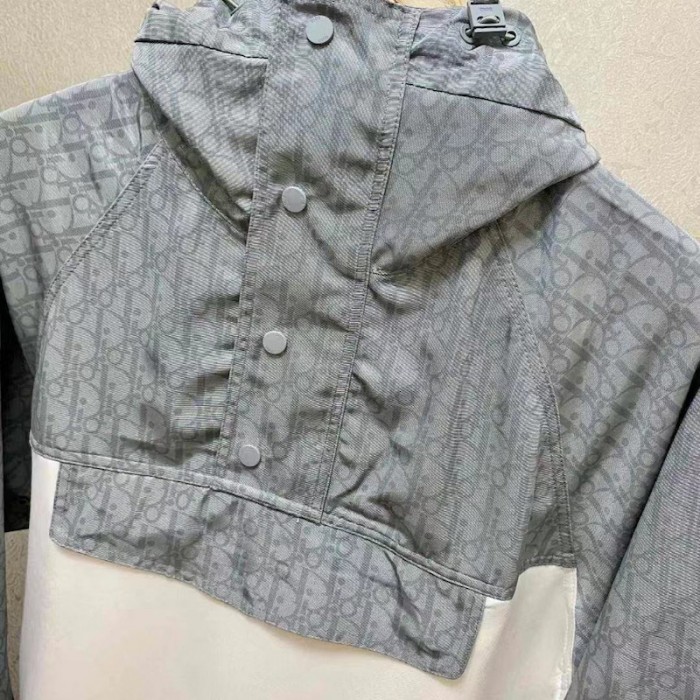D*or oblique hooded anorak grey and white