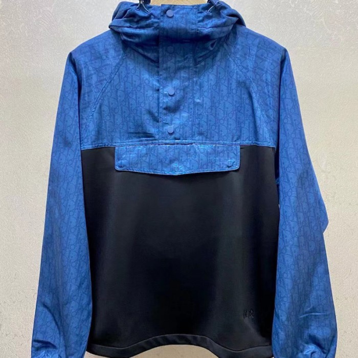 D*or oblique hooded anorak navy blue