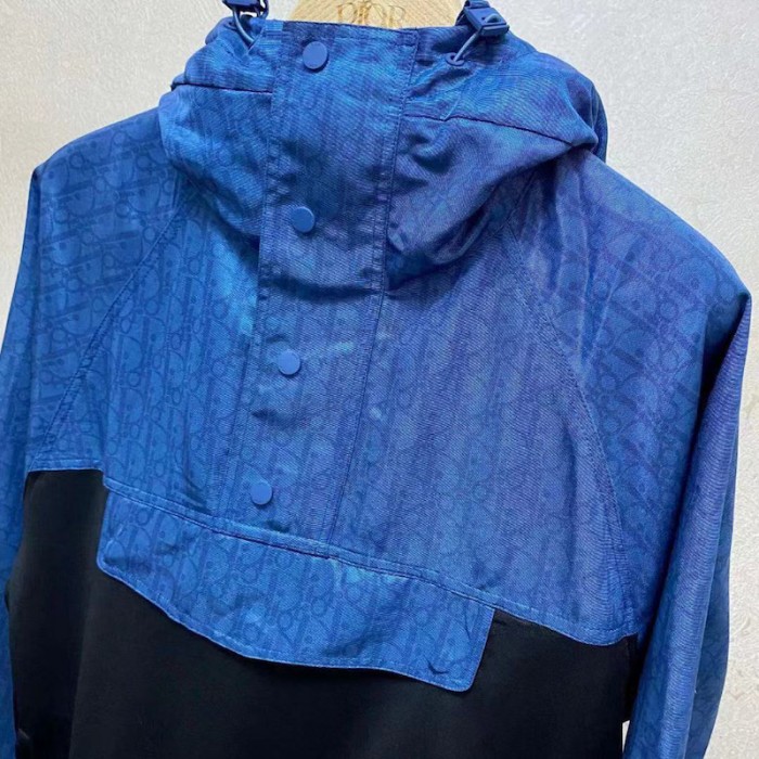 D*or oblique hooded anorak navy blue