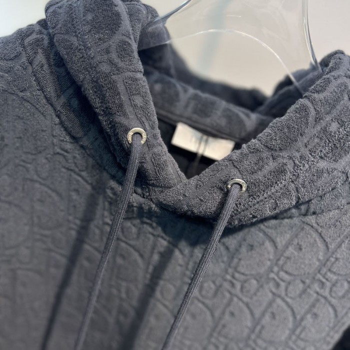 D*or oblique hooded sweatshirt black terry cotton jacquard
