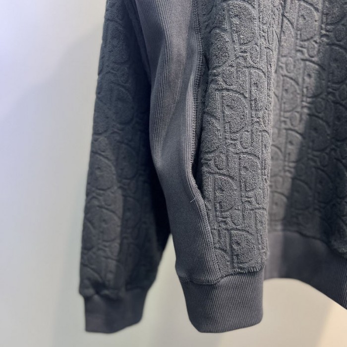 D*or oblique hooded sweatshirt black terry cotton jacquard