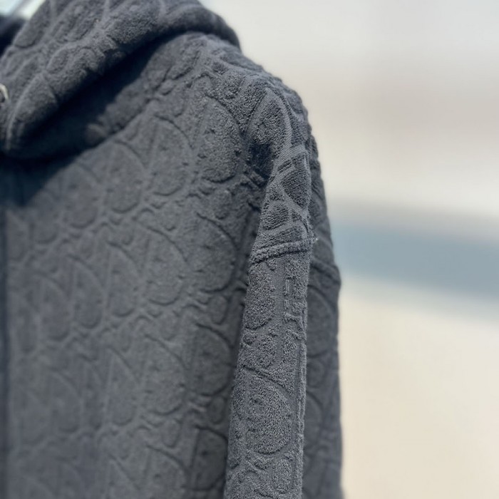 D*or oblique hooded sweatshirt black terry cotton jacquard