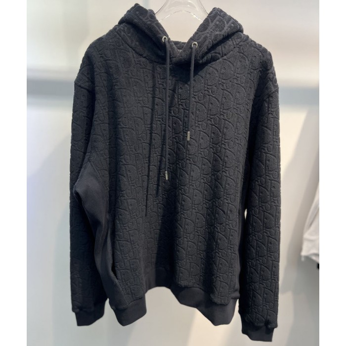 D*or oblique hooded sweatshirt black terry cotton jacquard