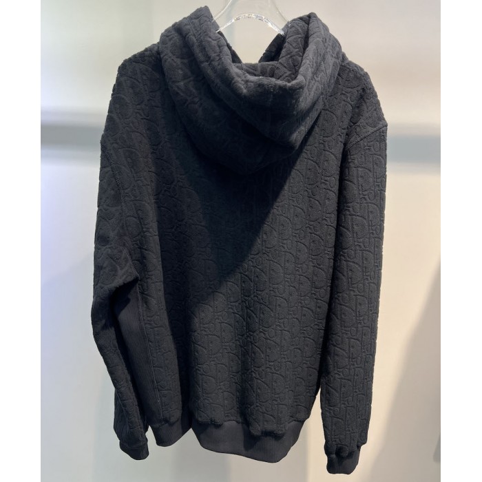 D*or oblique hooded sweatshirt black terry cotton jacquard