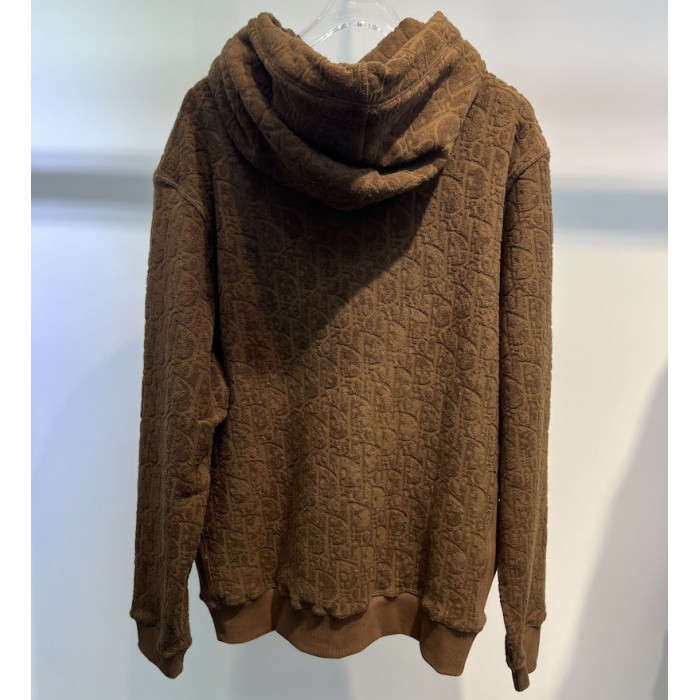 D*or oblique hooded sweatshirt brown terry cotton jacquard
