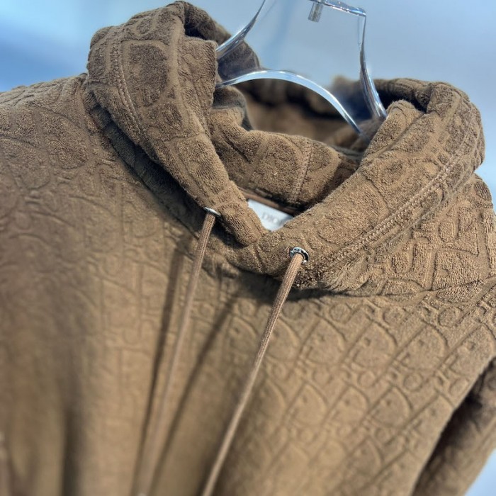 D*or oblique hooded sweatshirt brown terry cotton jacquard