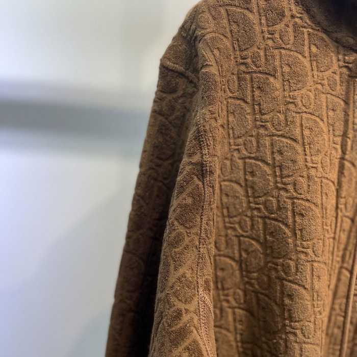 D*or oblique hooded sweatshirt brown terry cotton jacquard