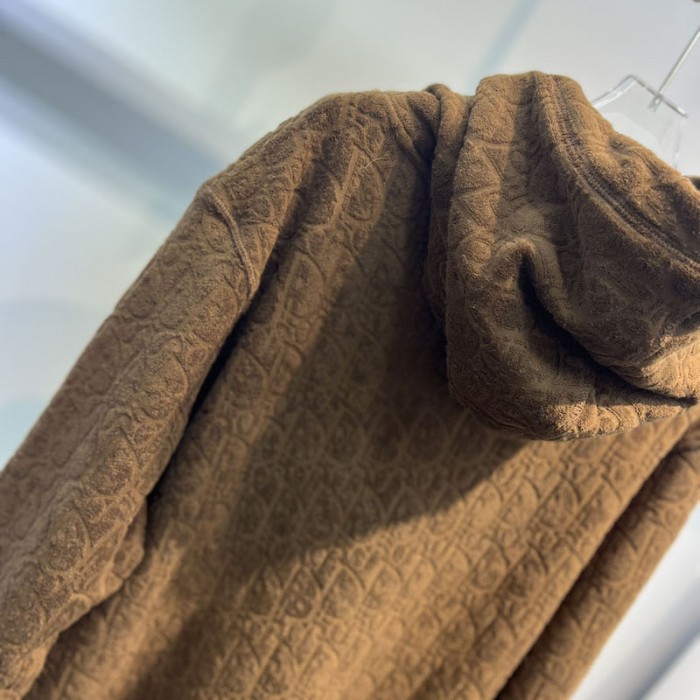 D*or oblique hooded sweatshirt brown terry cotton jacquard