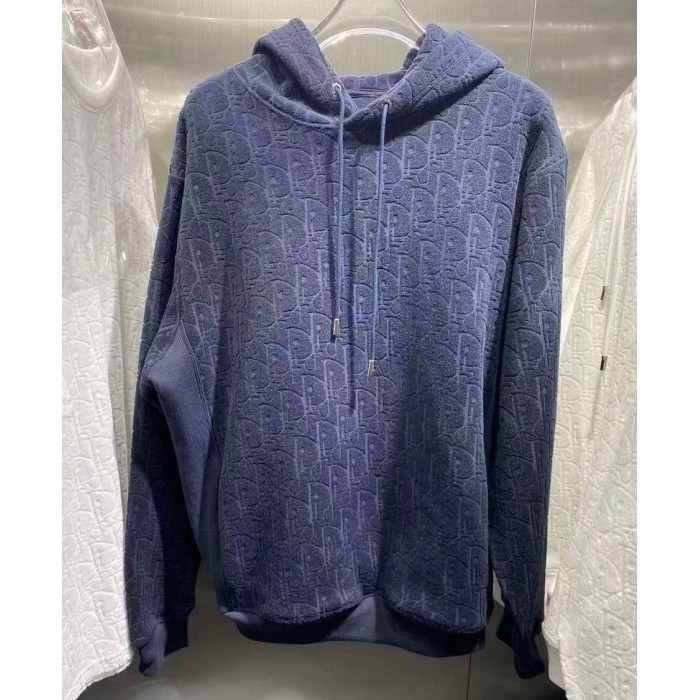 oversized hooded sweatshirt with D*or oblique motif blue