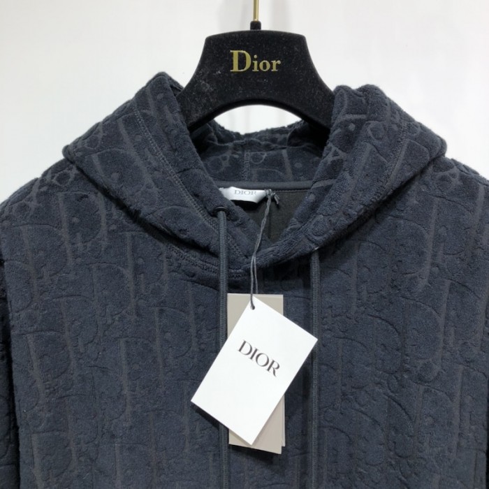 oversized hooded sweatshirt with D*or oblique motif navy