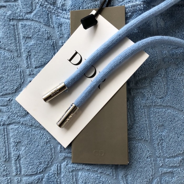 D*or oblique relaxed-fit hooded sweatshirt blue terry cotton jacquard