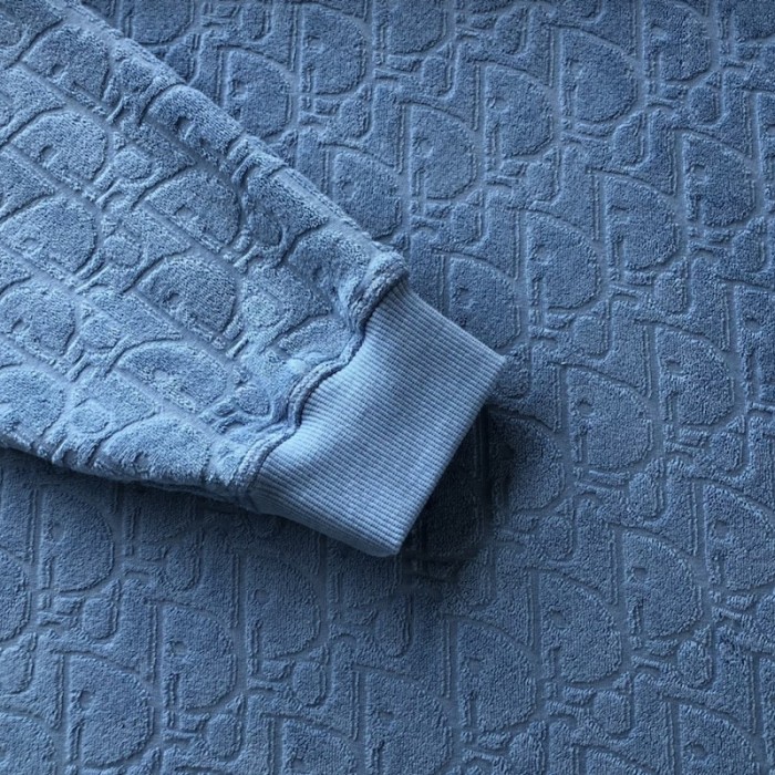 D*or oblique relaxed-fit hooded sweatshirt blue terry cotton jacquard