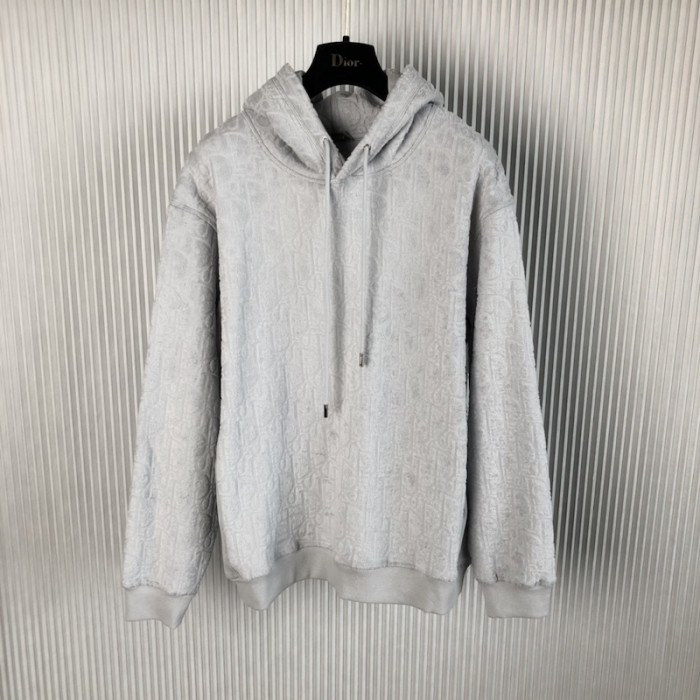 D*or oblique relaxed-fit hooded sweatshirt gray terry cotton jacquard