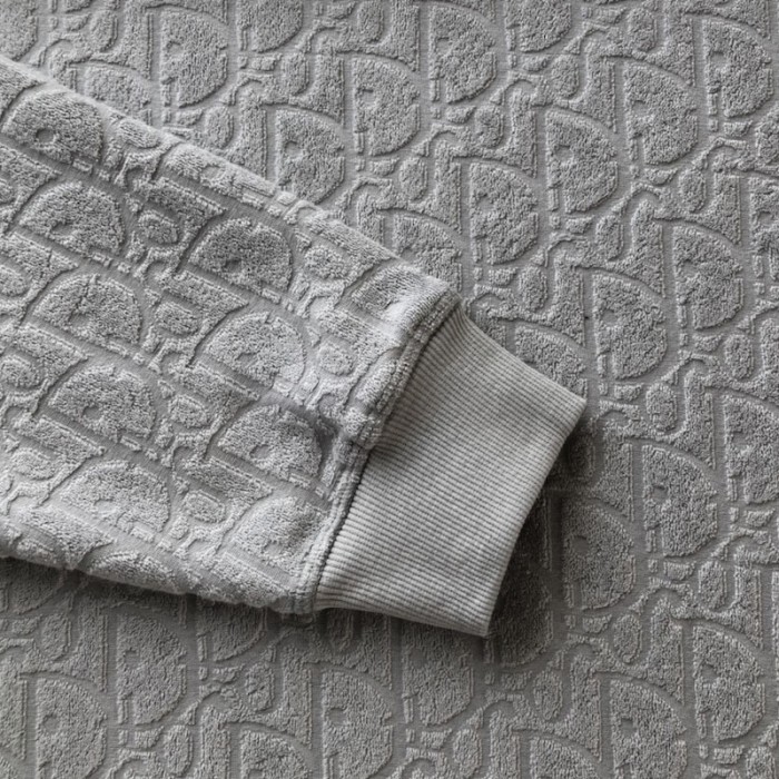 D*or oblique relaxed-fit hooded sweatshirt gray terry cotton jacquard