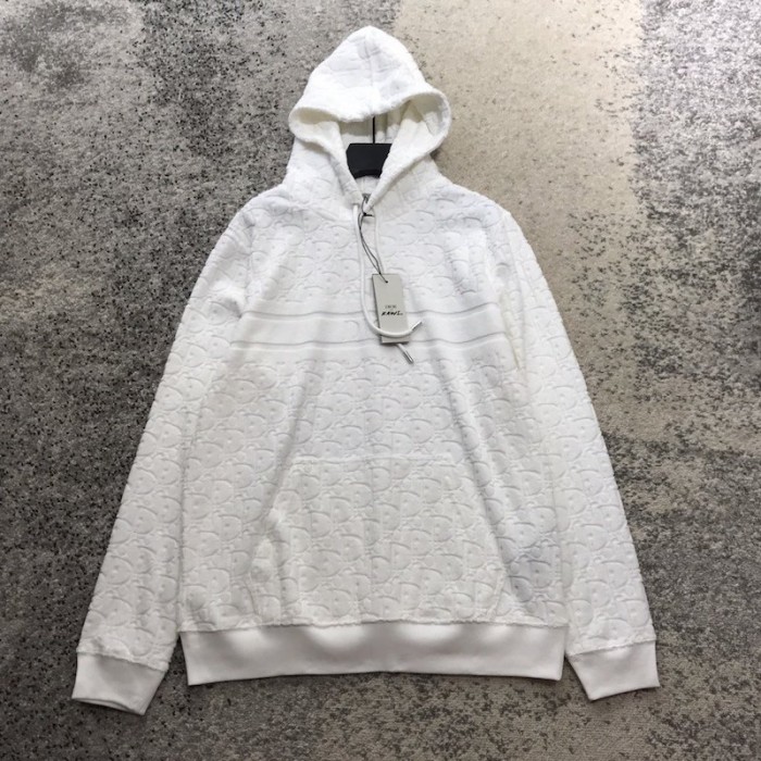 D*or oblique jacquard cotton terry hoodie white