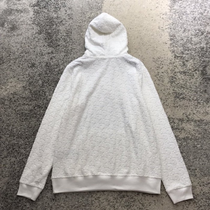 D*or oblique jacquard cotton terry hoodie white
