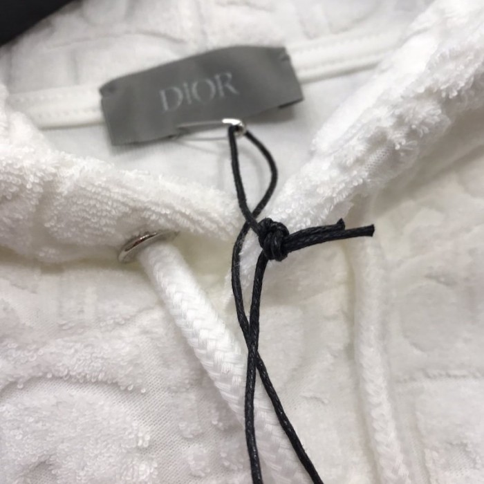 D*or oblique jacquard cotton terry hoodie white