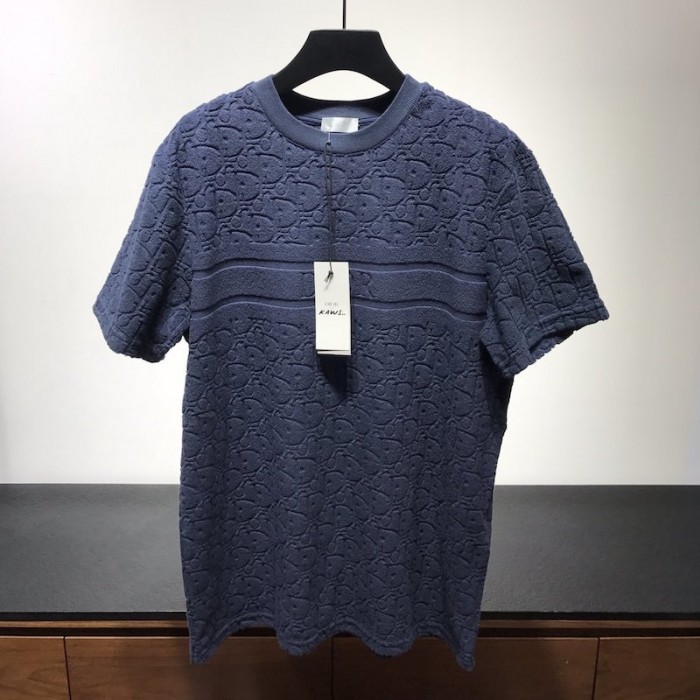 D*or oblique jacquard cotton terry t shirt navy