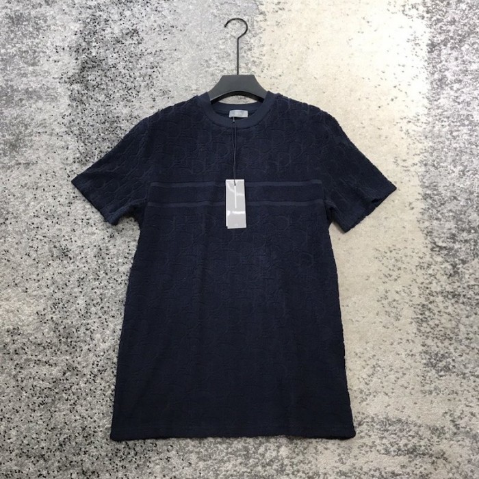 D*or oblique jacquard cotton terry t shirt navy