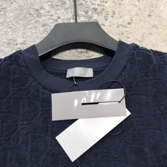 D*or oblique jacquard cotton terry t shirt navy