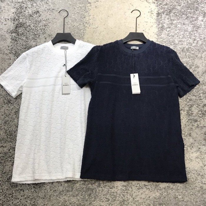 D*or oblique jacquard cotton terry t shirt navy