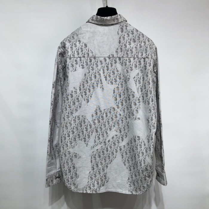 black and white D*or oblique kasuri cotton denim overshirt