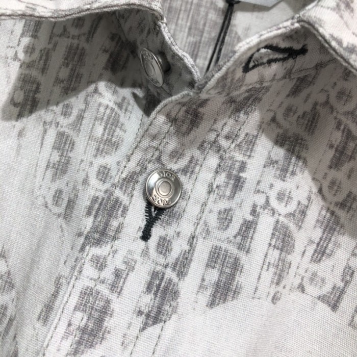 black and white D*or oblique kasuri cotton denim overshirt
