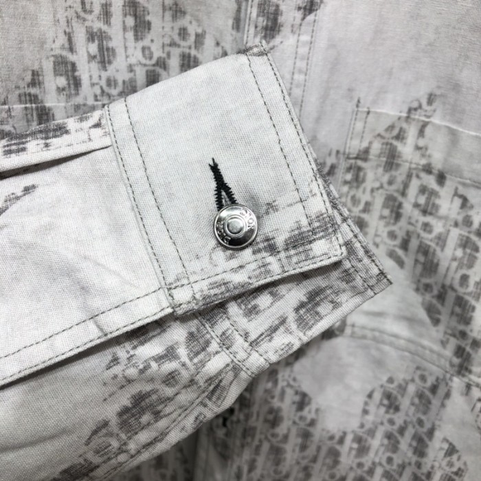 black and white D*or oblique kasuri cotton denim overshirt