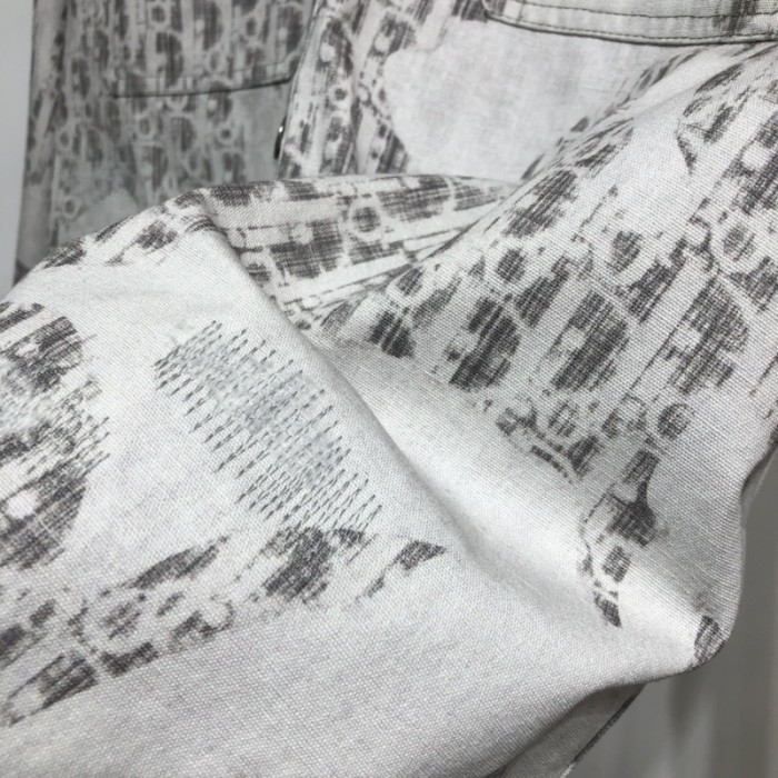 black and white D*or oblique kasuri cotton denim overshirt