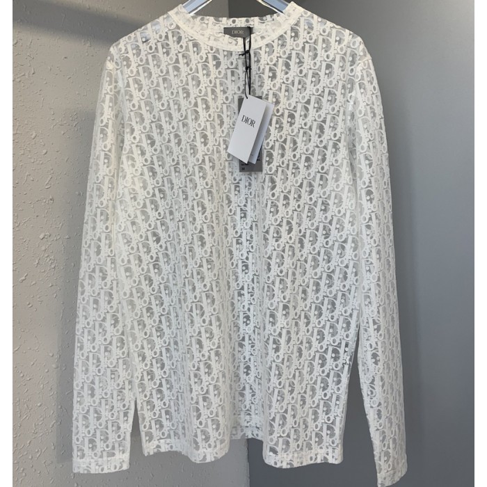 D*or oblique long sleeved white technical jersey