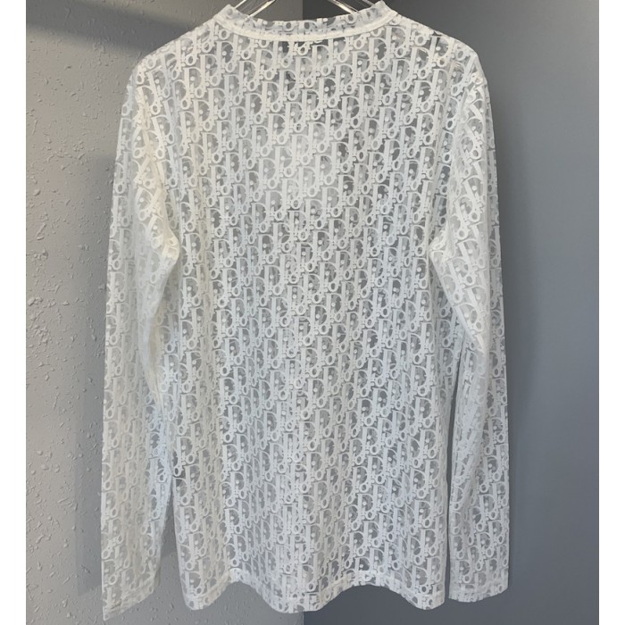 D*or oblique long sleeved white technical jersey