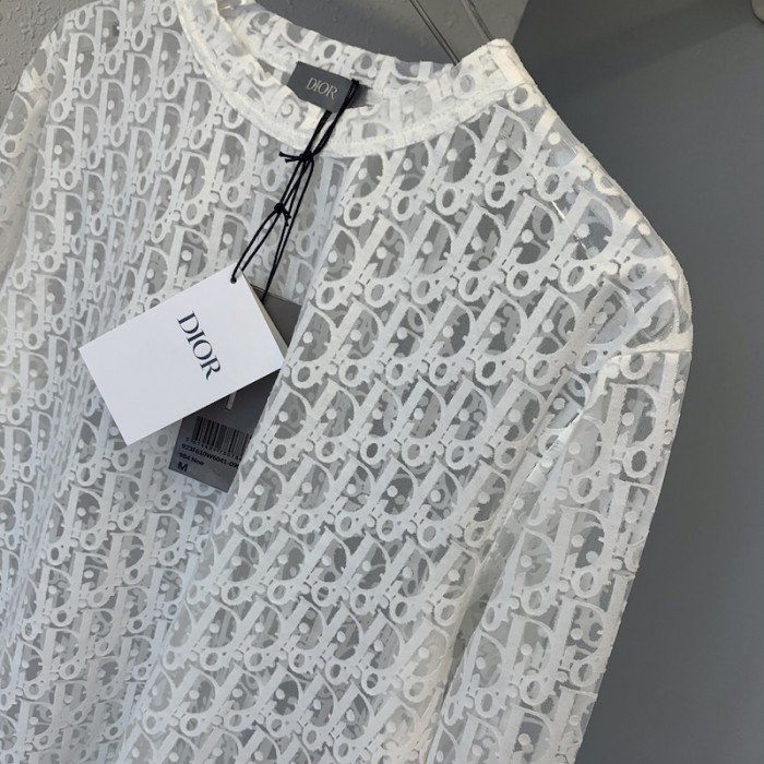 D*or oblique long sleeved white technical jersey