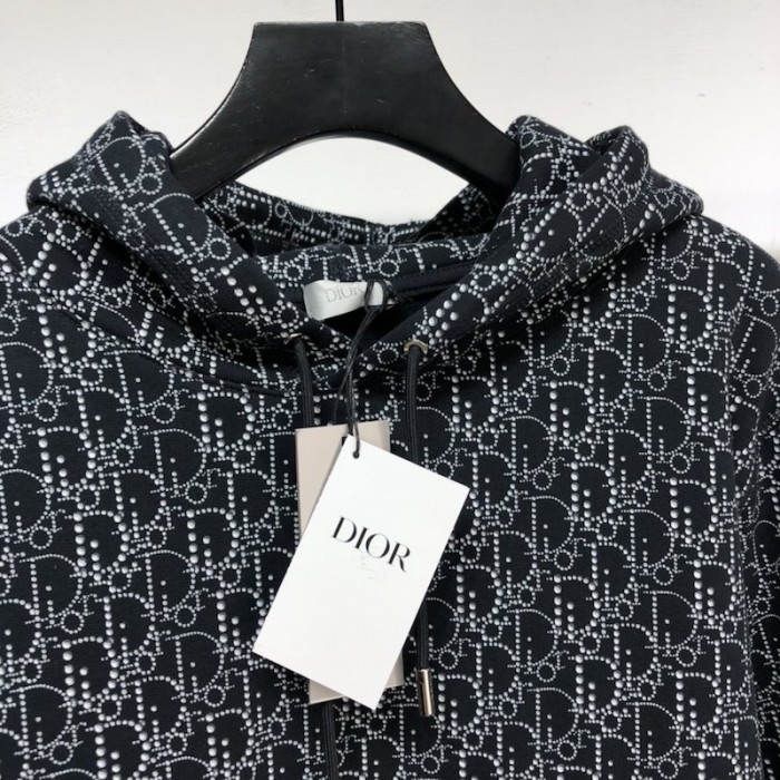 D*or oversized hooded sweatshirt with D*or oblique motif navy blue