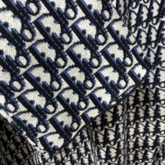 D*or oblique overshirt beige and navy blue cotton knit