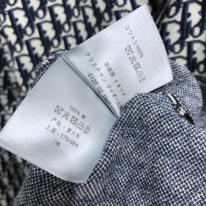 D*or oblique overshirt beige and navy blue cotton knit