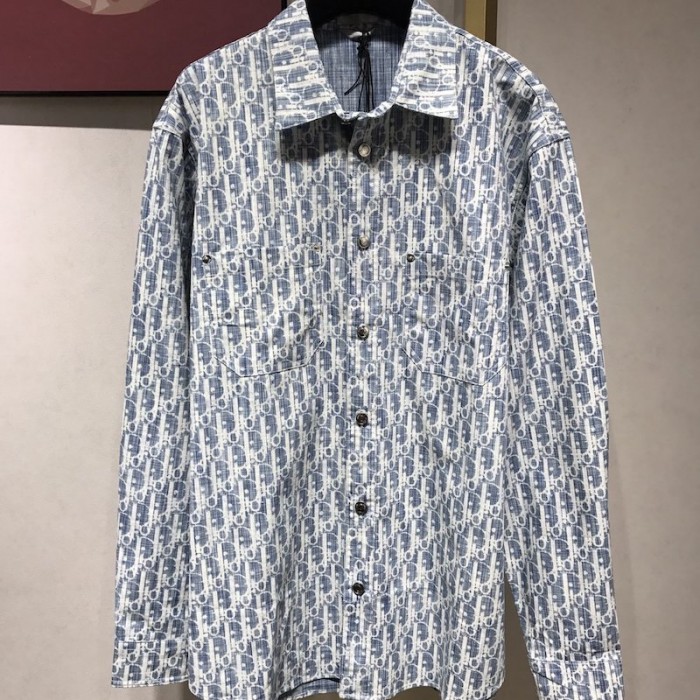D*or oblique overshirt blue denim