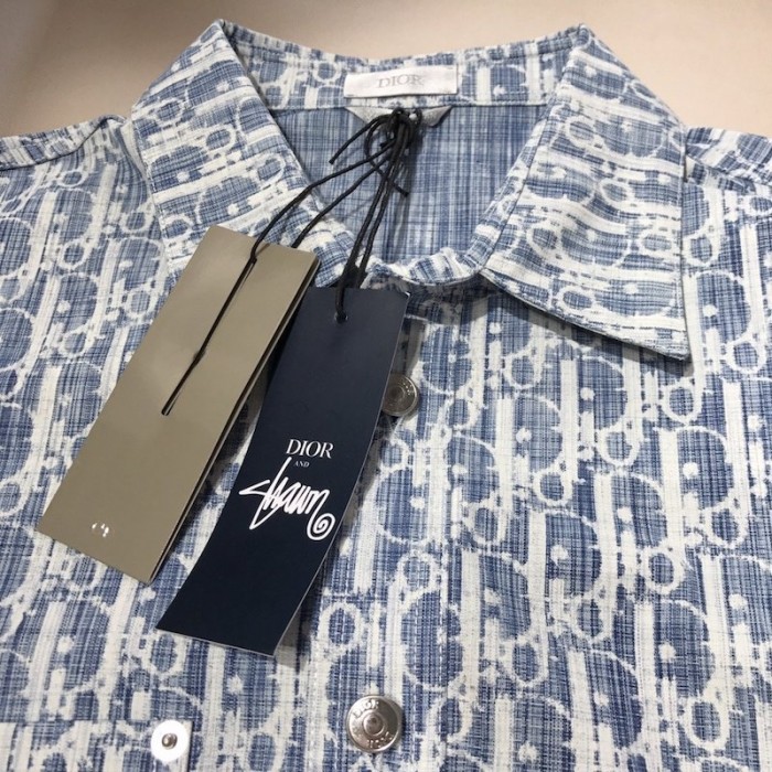 D*or oblique overshirt blue denim