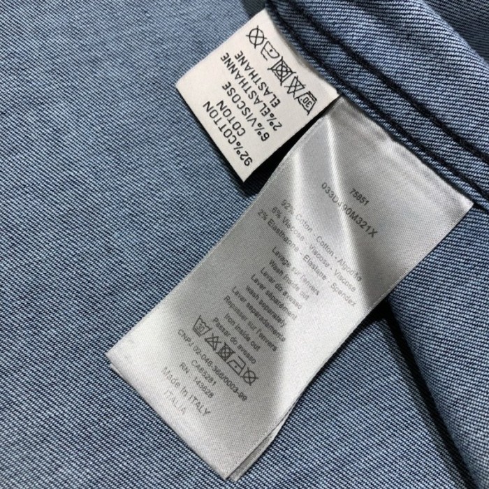 D*or oblique overshirt blue cotton-blend twill