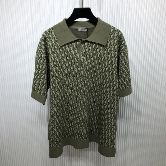 D*or oblique polo shirt khaki cotton jacquard
