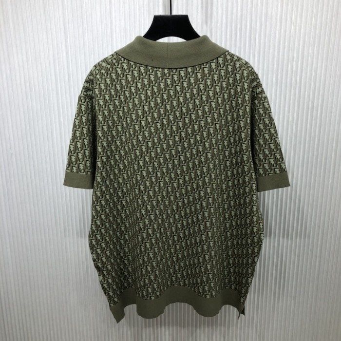 D*or oblique polo shirt khaki cotton jacquard