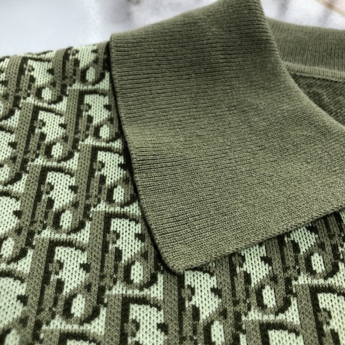 D*or oblique polo shirt khaki cotton jacquard