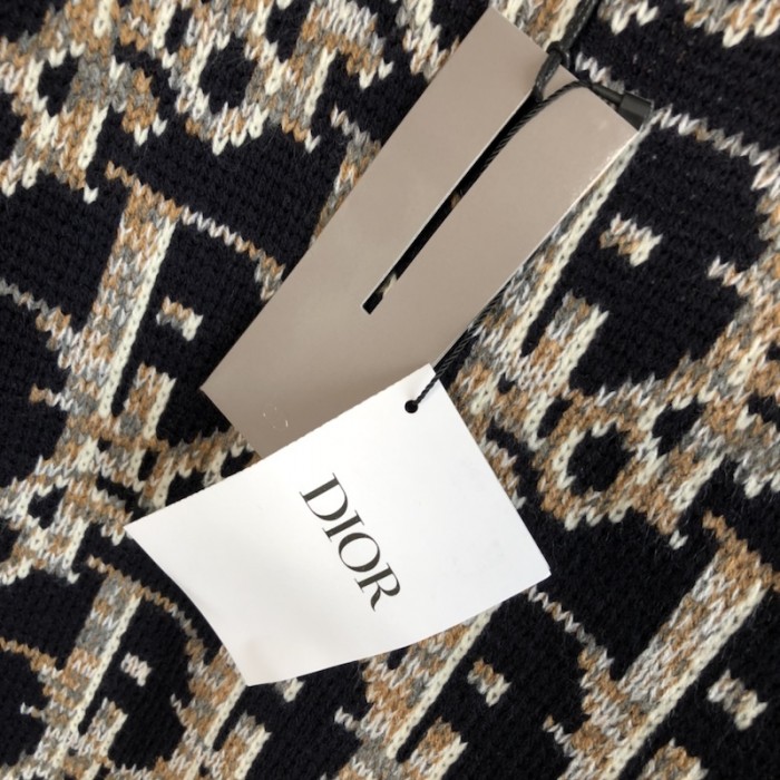 D*or oblique sweater navy blue wool jacquard