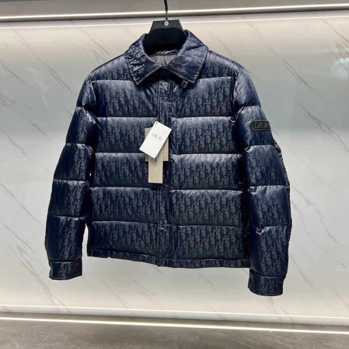 D*or oblique quilted jacket navy technical jacquard