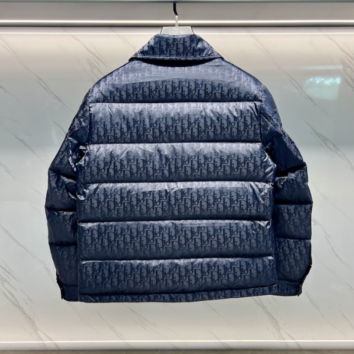 D*or oblique quilted jacket navy technical jacquard